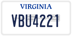 VBU4221  license plate in VA