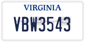 VBW3543  license plate in VA
