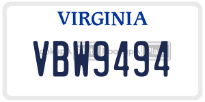 VBW9494  license plate in VA