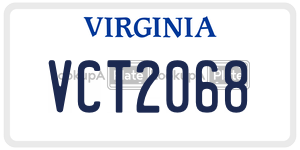 VCT2068  license plate in VA