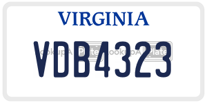 VDB4323  license plate in VA