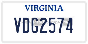 VDG2574 license plate in Virginia
