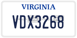VDX3268  license plate in VA