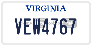 VEW4767  license plate in VA