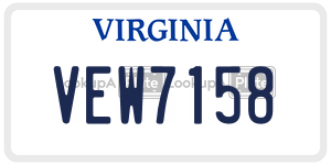 VEW7158  license plate in VA