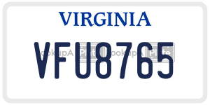 VFU8765  license plate in VA