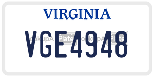 VGE4948 license plate in Virginia