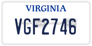 VGF2746  license plate in VA