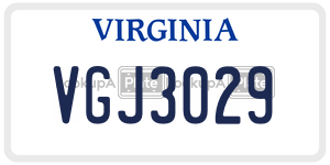 VGJ3029  license plate in VA