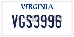 VGS3996  license plate in VA