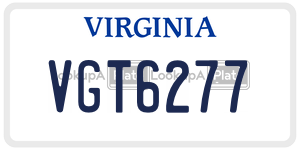 VGT6277  license plate in VA