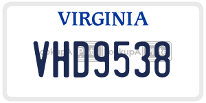 VHD9538 license plate in Virginia