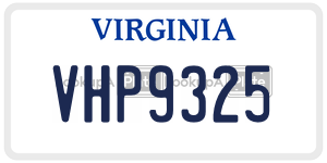 VHP9325  license plate in VA