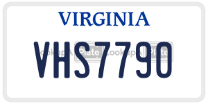 VHS7790  license plate in VA