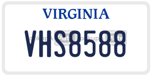 VHS8588  license plate in VA