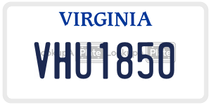 VHU1850  license plate in VA