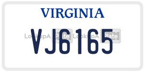 VJ6165  license plate in VA