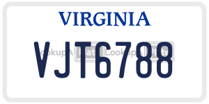 VJT6788  license plate in VA