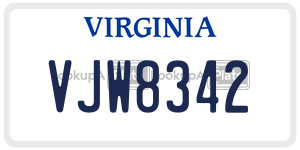 VJW8342 license plate in Virginia