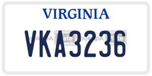 VKA3236 license plate in Virginia