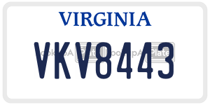VKV8443  license plate in VA