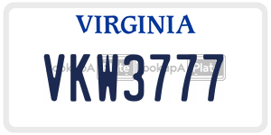 VKW3777  license plate in VA