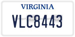 VLC8443  license plate in VA