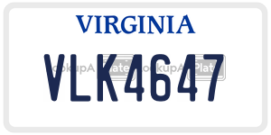 VLK4647  license plate in VA