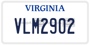 VLM2902  license plate in VA
