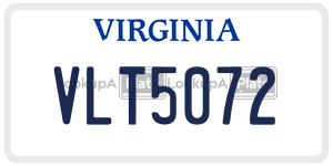 VLT5072  license plate in VA