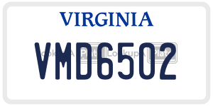 VMD6502  license plate in VA