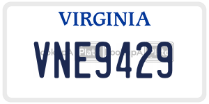 VNE9429  license plate in VA