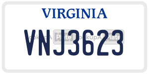 VNJ3623  license plate in VA