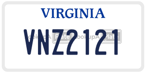 VNZ2121  license plate in VA