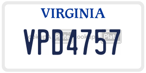 VPD4757 license plate in Virginia