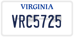 VRC5725  license plate in VA