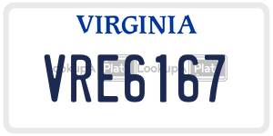 VRE6167  license plate in VA