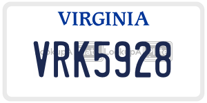 VRK5928  license plate in VA