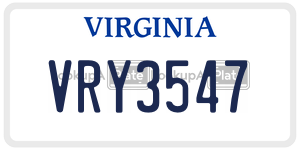 VRY3547  license plate in VA