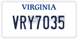 VRY7035  license plate in VA
