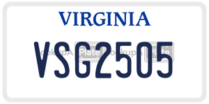 VSG2505  license plate in VA