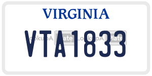 VTA1833  license plate in VA