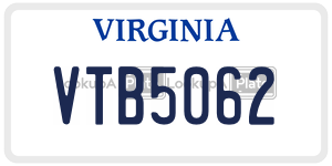 VTB5062  license plate in VA