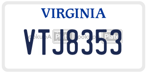 VTJ8353 license plate in Virginia