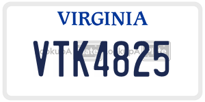 VTK4825  license plate in VA
