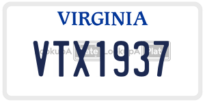 VTX1937  license plate in VA