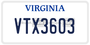 VTX3603 license plate in Virginia