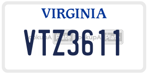 VTZ3611  license plate in VA