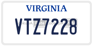 VTZ7228  license plate in VA