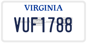 VUF1788  license plate in VA